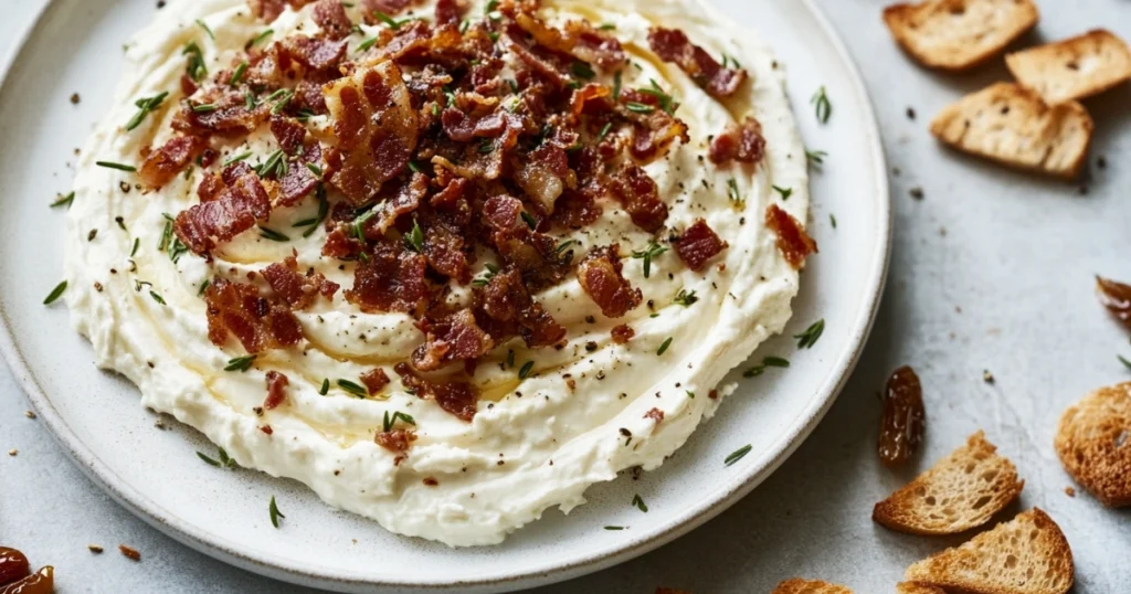 Whipped Goat Cheese with Bacon and Dates