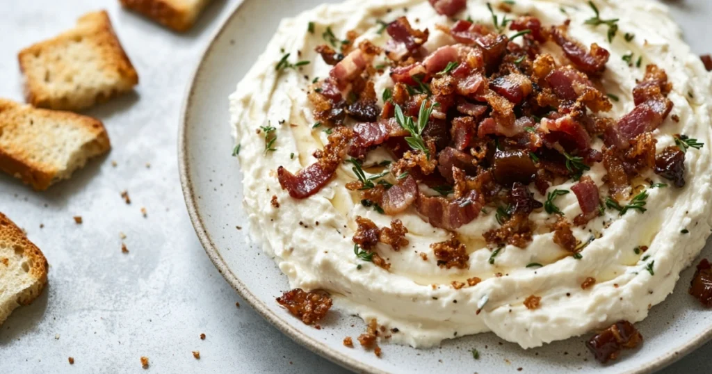 Whipped Goat Cheese with Bacon and Dates