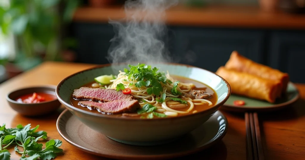 Pho Saigon Grilled Steak with Egg Roll